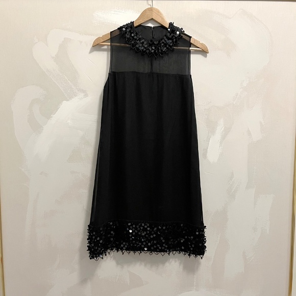 Black Sequin Beaded Shift Dress by Milly - Picture 2 of 5